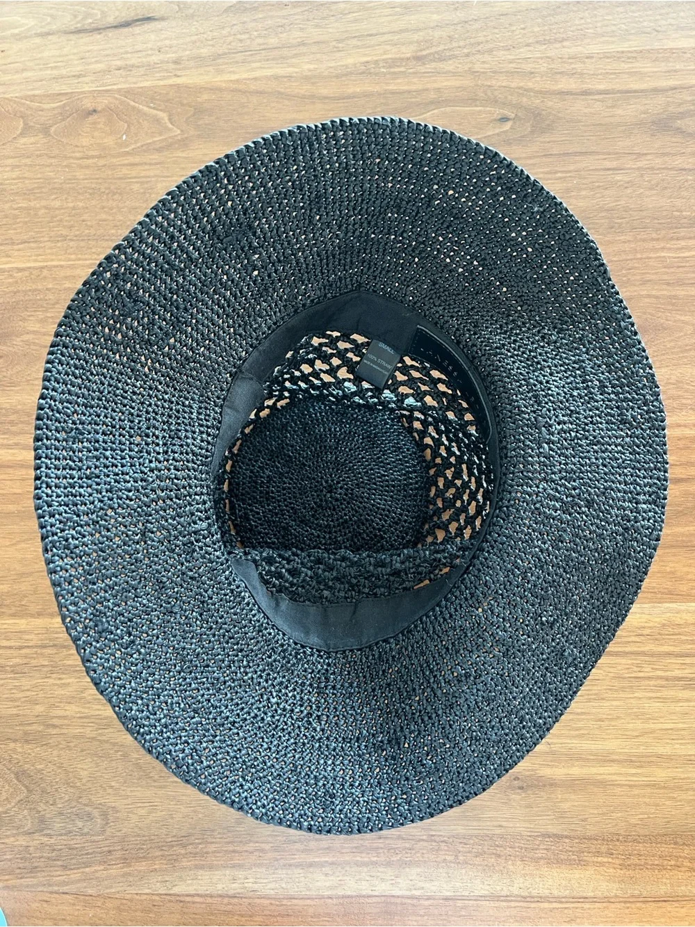Janessa Leone Black Crochet Woven Visor Hat - Picture 5 of 7